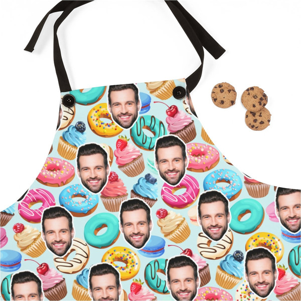 Doughnut Custom Apron, Personalized Cupcake Apron, Custom Photo Apron, Sweets Face Apron, Funny Crazy Face Kitchen Apron Donut Picture Gift - 4.jpg