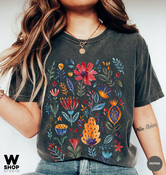 Wildflower Tshirt, Comfort Colors Shirt, Floral Tshirt, Flower Shirt, Gift for Women, Ladies Shirts, Best Friend Gift - 3.jpg
