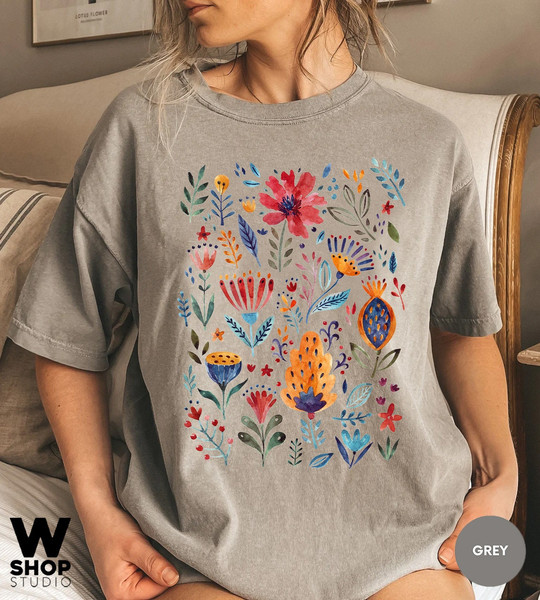 Wildflower Tshirt, Comfort Colors Shirt, Floral Tshirt, Flower Shirt, Gift for Women, Ladies Shirts, Best Friend Gift - 5.jpg