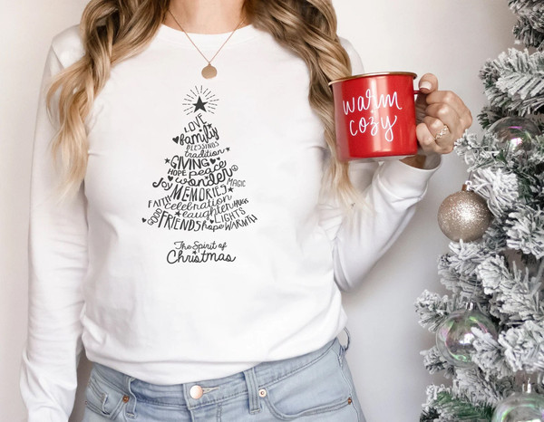 Christmas Tree Long Sleeve Shirt, Merry & Bright Shirt, Long Sleeve Shirt for Women, Crewneck pullover Sweater, cute Winter Holiday Tees - 3.jpg