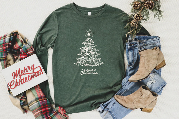 Christmas Tree Long Sleeve Shirt, Merry & Bright Shirt, Long Sleeve Shirt for Women, Crewneck pullover Sweater, cute Winter Holiday Tees - 4.jpg