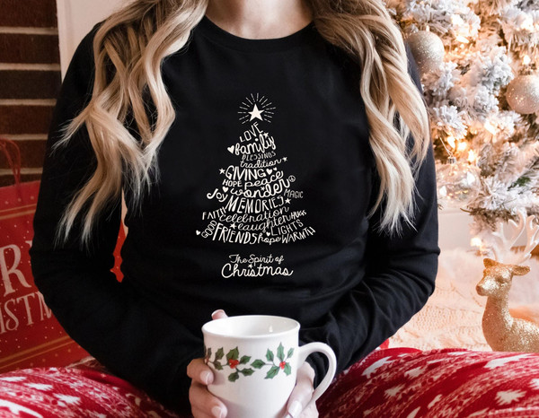 Christmas Tree Long Sleeve Shirt, Merry & Bright Shirt, Long Sleeve Shirt for Women, Crewneck pullover Sweater, cute Winter Holiday Tees - 5.jpg