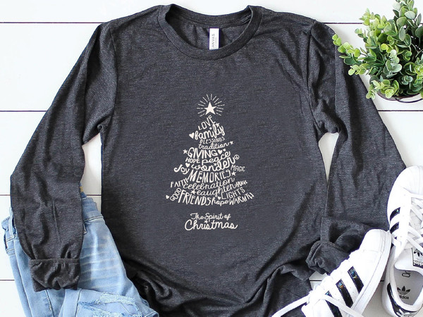 Christmas Tree Long Sleeve Shirt, Merry & Bright Shirt, Long Sleeve Shirt for Women, Crewneck pullover Sweater, cute Winter Holiday Tees - 6.jpg