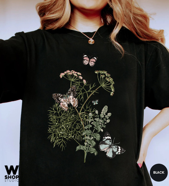 Flower t-shirt  Gift for her  Women trendy tshirt  Spring concept  Wild meadow flower nature tee  Floral Tee  Gardener Botanical Shirt - 4.jpg