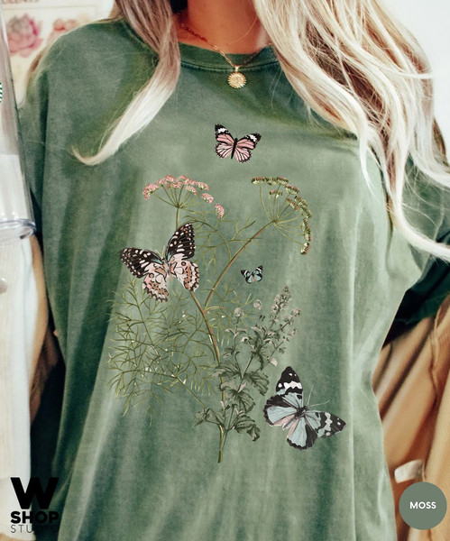 Flower t-shirt  Gift for her  Women trendy tshirt  Spring concept  Wild meadow flower nature tee  Floral Tee  Gardener Botanical Shirt - 8.jpg