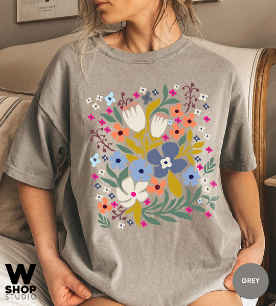 Flower Shirt, Wildflower T-shirt, Meadow Floral Shirt Aesthetic, Oversized Graphic Tee, Boho Tee, Hippie Womens Gift For Her - 2.jpg