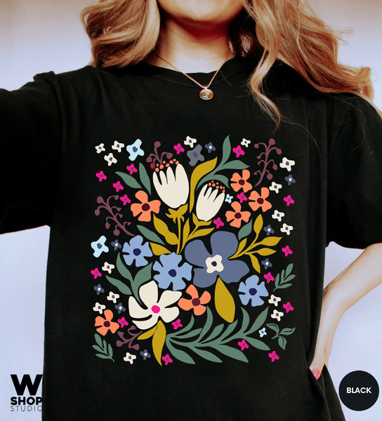 Flower Shirt, Wildflower T-shirt, Meadow Floral Shirt Aesthetic, Oversized Graphic Tee, Boho Tee, Hippie Womens Gift For Her - 5.jpg