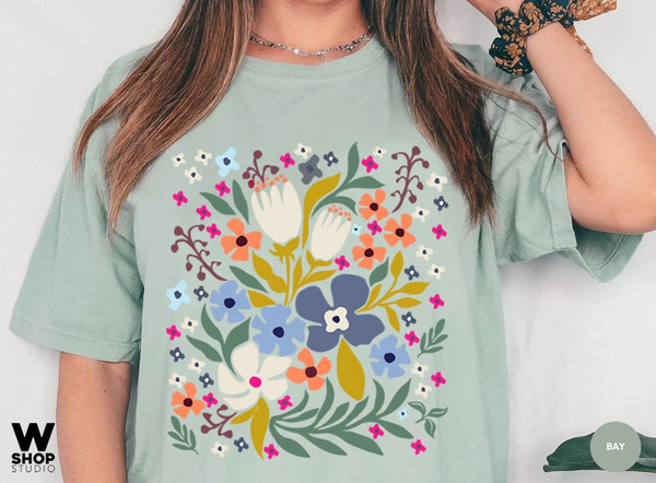 Flower Shirt, Wildflower T-shirt, Meadow Floral Shirt Aesthetic, Oversized Graphic Tee, Boho Tee, Hippie Womens Gift For Her - 6.jpg