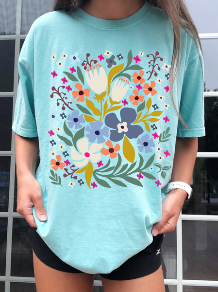 Flower Shirt, Wildflower T-shirt, Meadow Floral Shirt Aesthetic, Oversized Graphic Tee, Boho Tee, Hippie Womens Gift For Her - 8.jpg