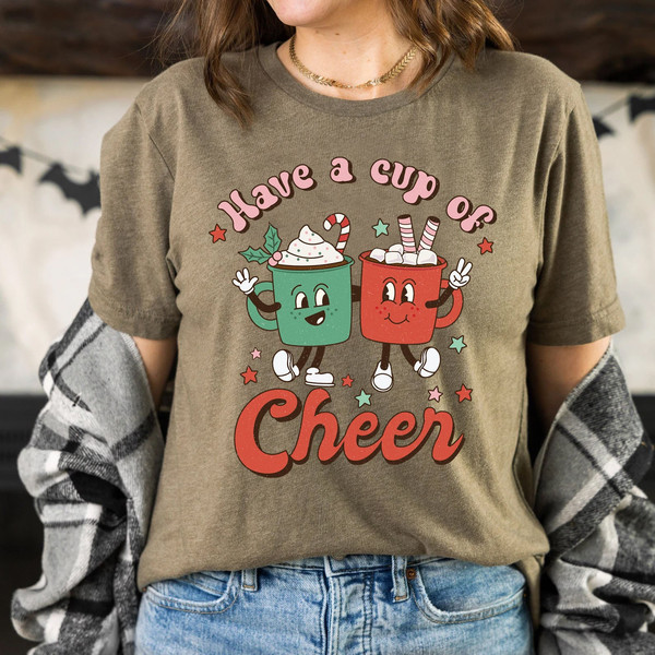 Retro Christmas cheer shirt, Christmas party shirt, Cute Women's holiday shirt, Women's Christmas top, Xmas shirt, funny Holiday shirt - 1.jpg