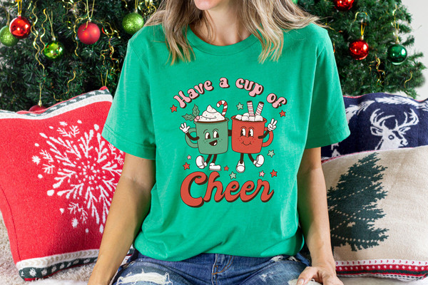 Retro Christmas cheer shirt, Christmas party shirt, Cute Women's holiday shirt, Women's Christmas top, Xmas shirt, funny Holiday shirt - 4.jpg