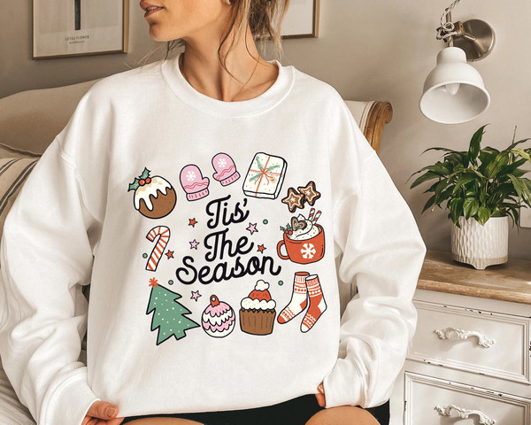 Tis The Season Retro Christmas Sweatshirt and Hoodie, Womens Christmas Sweatshirt, Cute Christmas Crewneck, Trendy Christmas Sweatshirts - 3.jpg