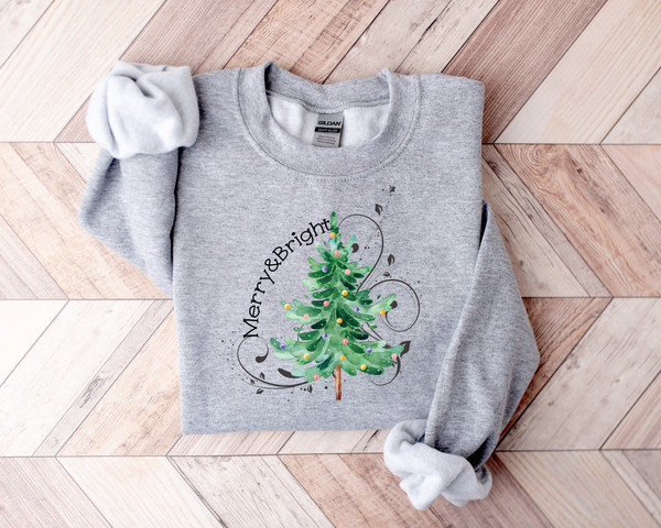 Christmas Sweatshirt,Merry and Bright Shirt,Christmas Tree,Christmas Tshirt,Holiday Shirt,Christmas Shirt,Merry and Bright,Christmas Tee - 1.jpg