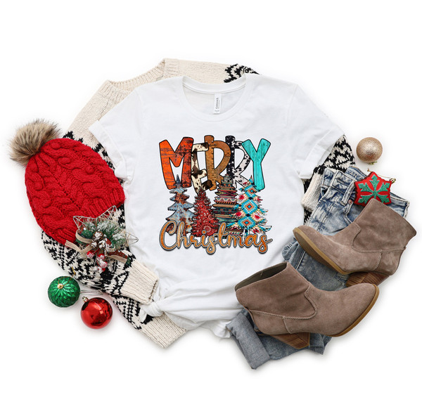 Christmas Women Shirt, Leopard Print Christmas Shirt, Merry Christmas Y'all Shirt, Holiday Shirt, Cute Christmas Tee, Christmas Gift for Her - 2.jpg