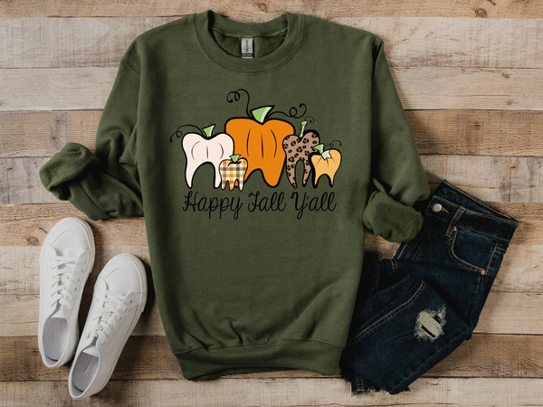 Happy Fall Y'all, Pumpkin Teeth Sweatshirt,Thanksgiving Shirt,Thankful Shirt,Fall Shirt,Hello Pumpkin,Family Matching Shirt,fall Sweatshirt - 4.jpg