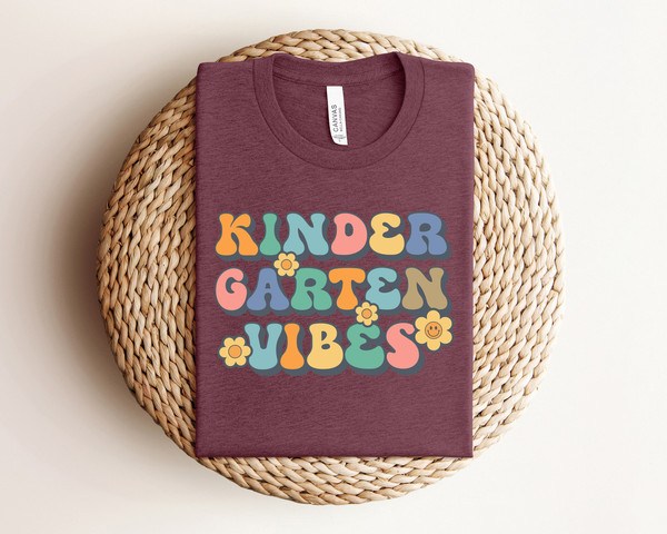 Kindergarten Teacher Shirt, Kinder Garten Vibes Tee, Elementary back to school Retro Kinder Garten grader teach gift grade level cute vibes - 1.jpg