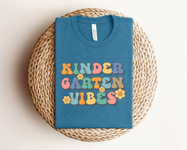 Kindergarten Teacher Shirt, Kinder Garten Vibes Tee, Elementary back to school Retro Kinder Garten grader teach gift grade level cute vibes - 3.jpg