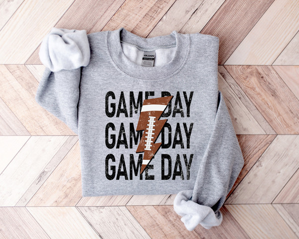 Game Day Lightning Bolt Sweatshirt,Gameday Shirt,Football Sweatshirt,Football Shirts For Women,Football Mom Sweatshirt,Game Lover Sweatshirt - 1.jpg