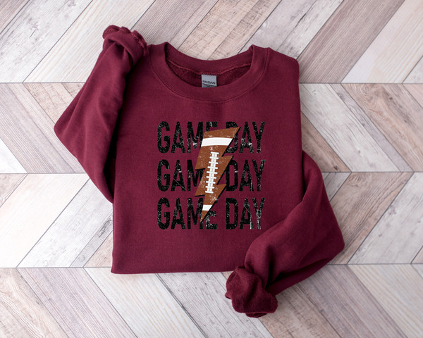 Game Day Lightning Bolt Sweatshirt,Gameday Shirt,Football Sweatshirt,Football Shirts For Women,Football Mom Sweatshirt,Game Lover Sweatshirt - 3.jpg