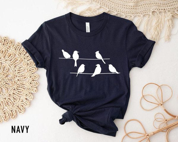Birds t-shirt, Birds on a wire, Graphic womens shirt, Graphic birds, Nature shirt, animal, Gift for family, Brother, Sister Gift - 1.jpg