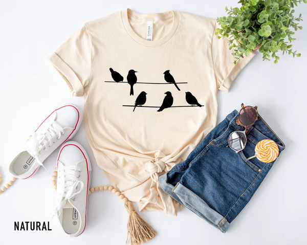 Birds t-shirt, Birds on a wire, Graphic womens shirt, Graphic birds, Nature shirt, animal, Gift for family, Brother, Sister Gift - 3.jpg