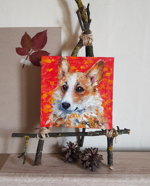 1 Oil painting Welsh Corgi dog  5.8- 5.8 in (14.8-14.8 cm)..jpg