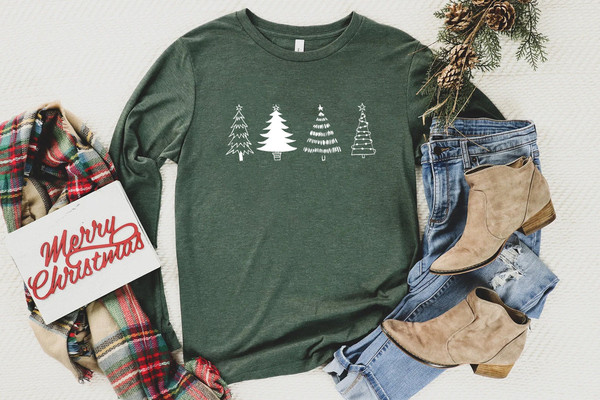 Christmas trees long sleeve shirt, women's Christmas shirt, Christmas holiday shirt, Xmas farmhouse Christmas tee - 2.jpg