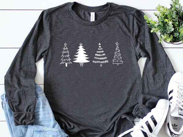 Christmas trees long sleeve shirt, women's Christmas shirt, Christmas holiday shirt, Xmas farmhouse Christmas tee - 5.jpg