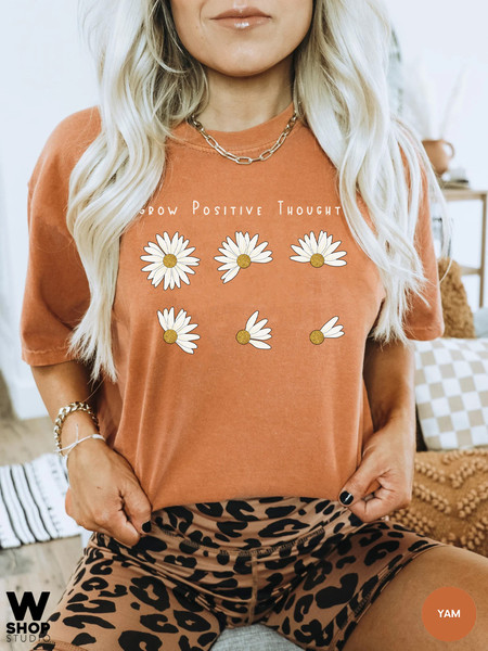 Grow Positive Thoughts Tee, Floral T-shirt, Bohemian Style Shirt, Oversized Shirt, Trending Right Now, Womens Graphic T-shirt, Love - 4.jpg