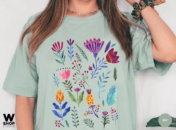 Wildflower Tshirt, Comfort Colors Shirt, Bohemian Floral Tshirt, Flower Shirt, Boho Gift for Women, Ladies Shirts, Hippie Best Friend - 7.jpg