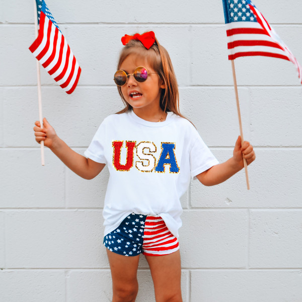 Chenille Patch 4th of July Shirt for Women, USA Shirt, Fourth of July 4th Mommy and Me Outfits Toddler Patriotic Shirt - 7.jpg