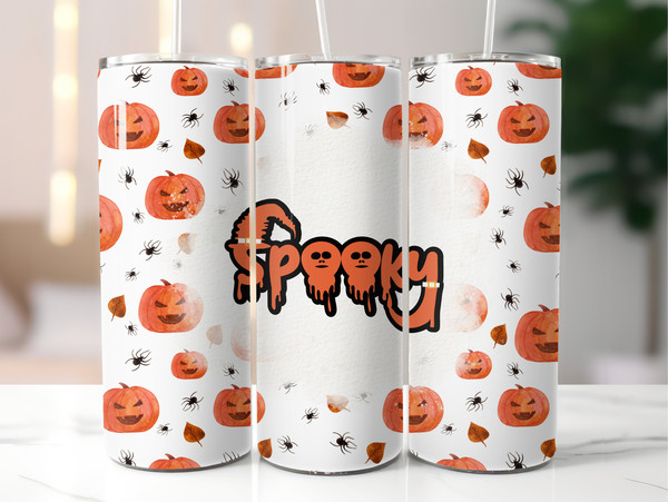 20oz Spooky Halloween Tumbler Wrap, Spooky Pumpkin Horror Tumbler.jpg