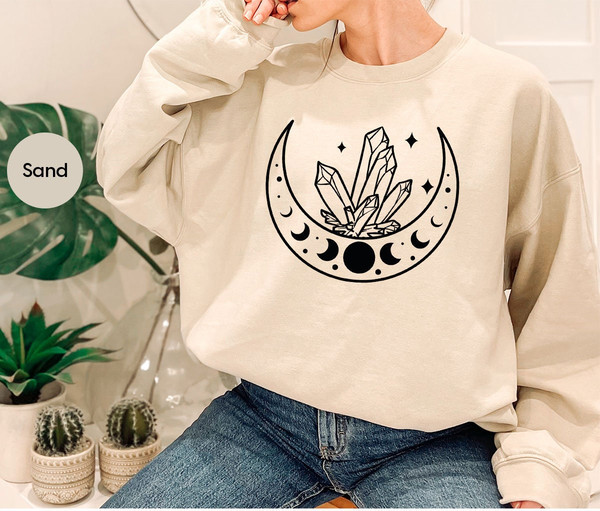 Celestial Crewneck Sweatshirt, Gift for Her, Shirts for Women, Moon Graphic Tees, Mystical Clothing, Crystal Moon Graphic Tees, Boho Outfit - 7.jpg