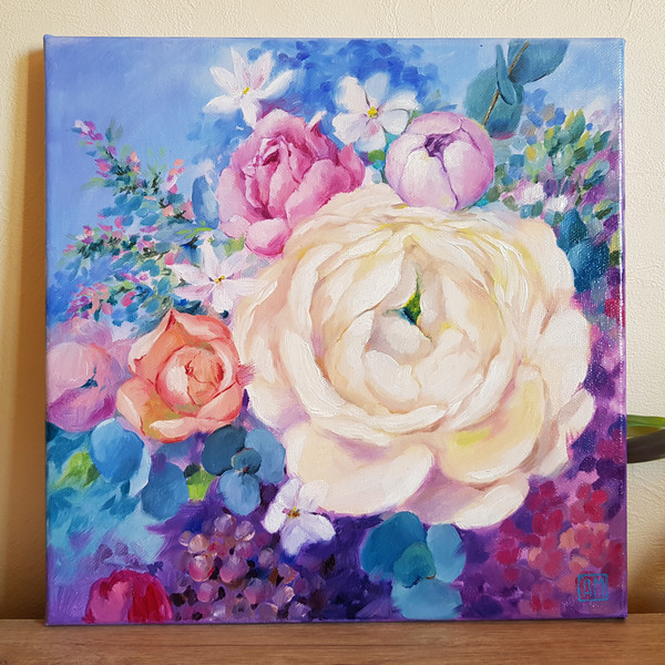 01 Oil painting Stretched Canvas - Flower Arrangement  11.8-11.8 in (30-30cm)..jpg