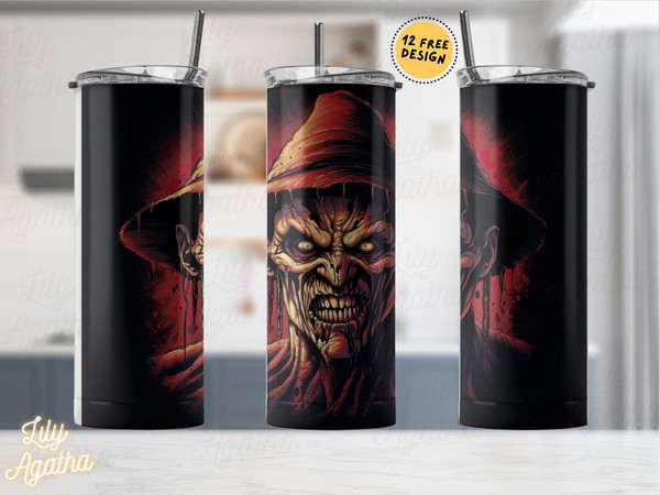 Horror Characters 20oz Skinny Tumbler Sublimation Designs, Horror for StraightTapered Png, Halloween Tumbler PNG File Digital Download-2.jpg