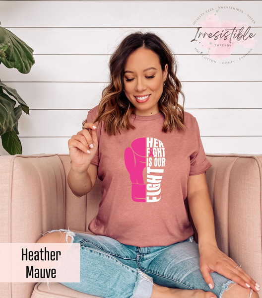 Her Fight Is Our Fight Pink Ribbon Shirt, Breast Cancer Warriors Tee, Cancer Awareness Tee, Cancer Supporters Gift, Trendy Breast Cancer Tee - 5.jpg