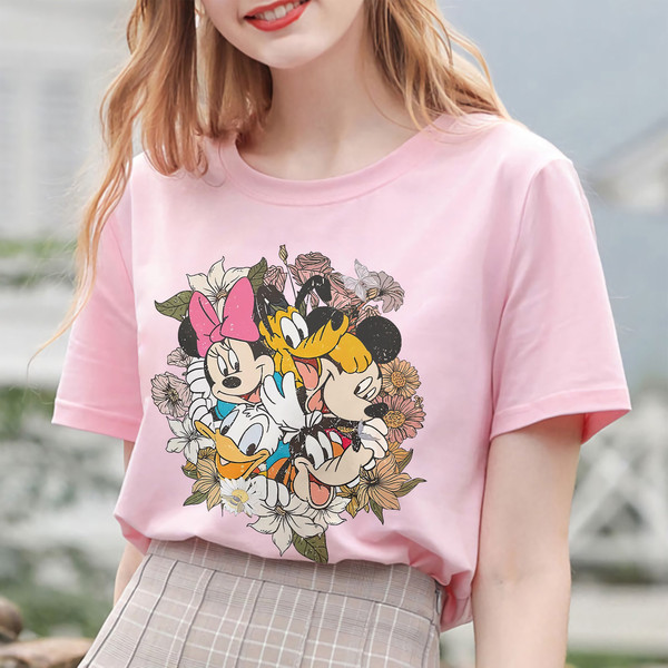 Disney Comfort colors shirt, Floral Mickey And Friends Shirt, Vintage Mickey and Friends, Disney Family Shirt,Disneyworld Shirt,Retro Mickey - 3.jpg