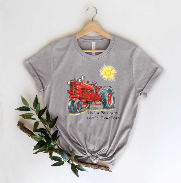 Just A Boy Who Loves Tractors, Tractor Shirt, Red Tractor Shirt, Kids Tractor Shirt, Tractor T-Shirt - 1.jpg