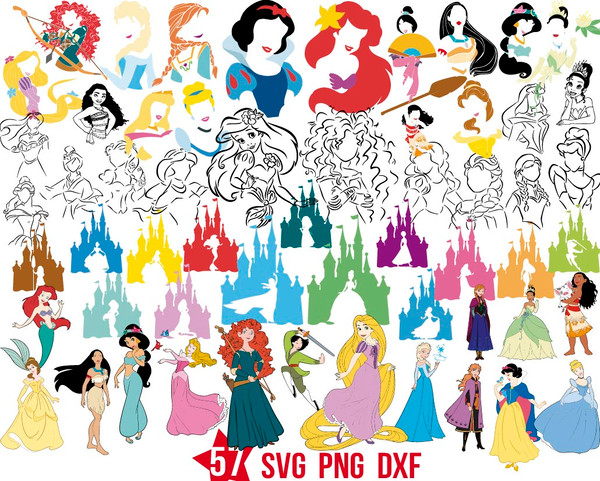 disney princess svg bundle, disney princess outline svg, png - Inspire ...