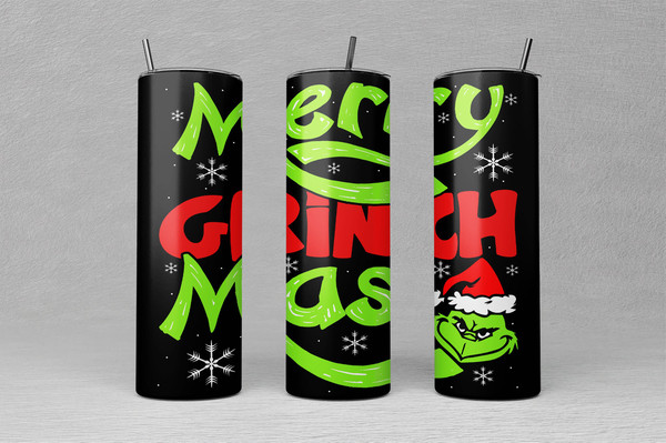 Merry Grinchmas 20oz Skinny Tumbler Design  Grinch Tumbler Wrap  Christmas Tumbler Png  Grinch Sublimation  Commercial Use Included.jpg