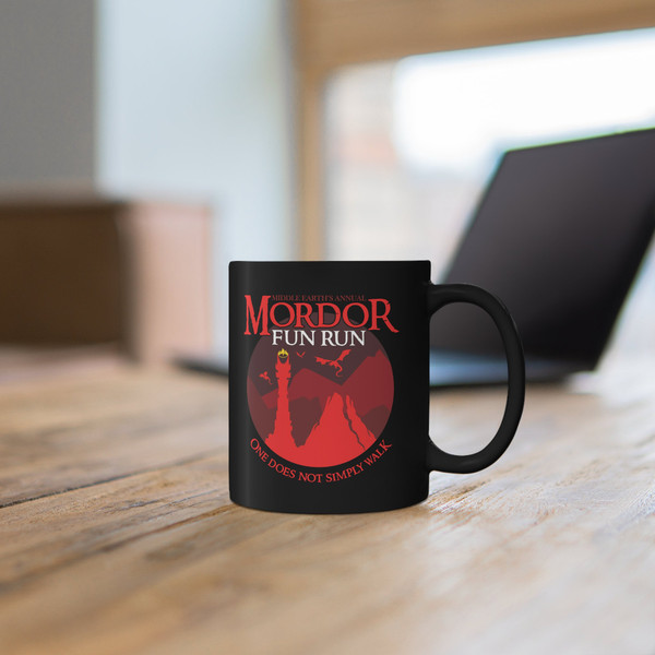 Mordor Fun Run Mug, Middle Earth's Annual Mordor Fun Run One Does Not Simply Walk Mug, Lord of the Rings Mug, Lord Mug, Movie Ceramic Mug - 2.jpg