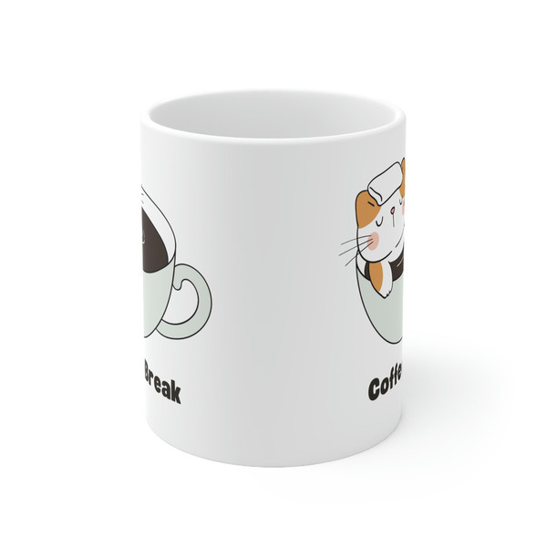 Coffee Break Ceramic Mug 11oz, Coffee Lover Ceramic Mug, Mug Gift for Coffee Lover, Mug for Animal Lover - 2.jpg