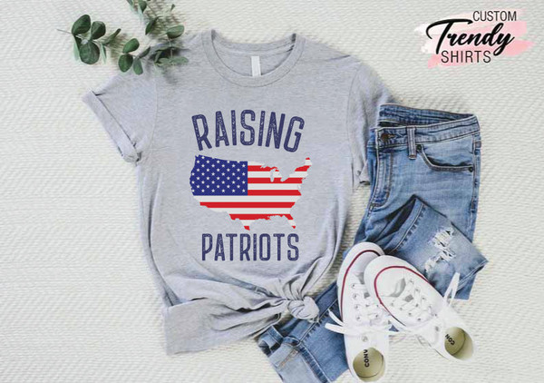 Patriotic Mom Dad Gift, Republican Gifts, Patriot American Mom, Patriotic Mom Shirt, Conservative Shirt, USA Shirt, Raising Patriots T-Shirt - 3.jpg
