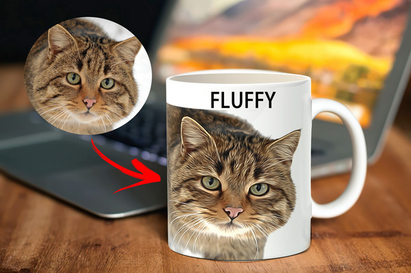 Custom Cat Dog Pet Portrait From Photo - Personalized Pet Name - Birthday Gift For Dog Cat Pet Lover - 11 - 15 Oz White Coffee Tea Mug Cup - 1.jpg