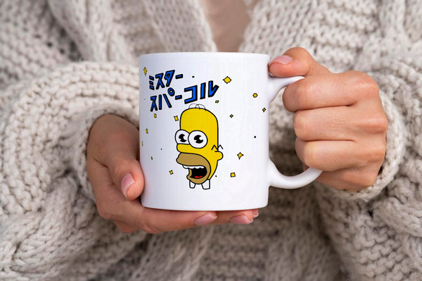 Homer Mr Sparkle Japan The Simpsons Comedy TV Show - Novelty Cute Funny Anniversary Birthday Present, 11 - 15 Oz White Coffee Tea Mug Cup - 2.jpg