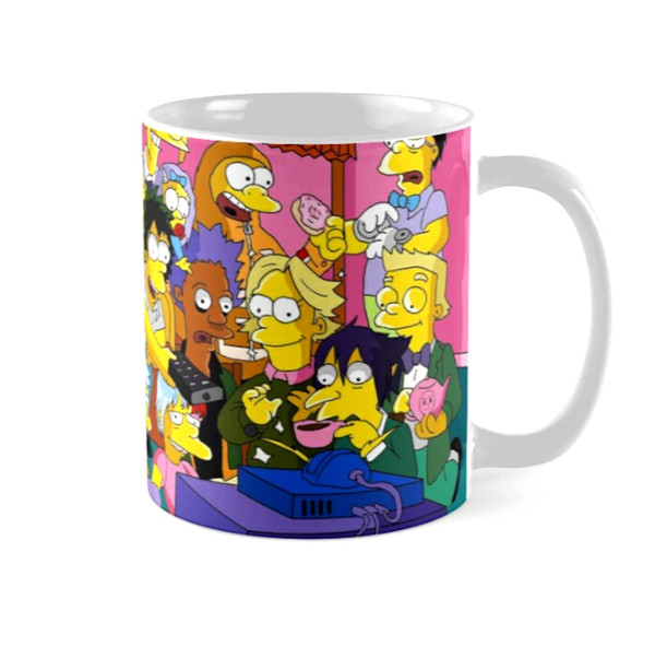The Simpsons All Main Characters Comedy TV Show - Novelty Cute Funny Anniversary Birthday Present, 11 - 15 Oz White Coffee Tea Mug Cup - 1.jpg