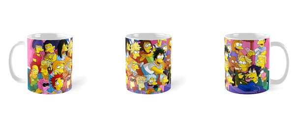 The Simpsons All Main Characters Comedy TV Show - Novelty Cute Funny Anniversary Birthday Present, 11 - 15 Oz White Coffee Tea Mug Cup - 2.jpg