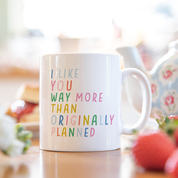 Like you more than I planned mug  bright ad fun valentines gift  girlfriend boyfriend gift  funny anniversary gift for him or her - 5.jpg