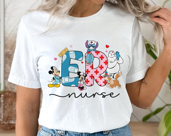 Disney Characters Er Nurse Shirt  Mickey Minnie Nana Dog Baymax Nurse Tee  Disney Gift For Nurse  Nurse's Day 2023 T-shirt  Nurse Life - 5.jpg