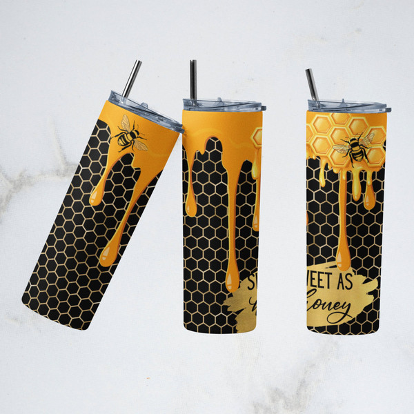 20 oz Skinny Tumbler Sublimation Template Glitter Bee Straight Design Digital Download PNG, Honey Bee Tumbler, Bumble Bee.jpg